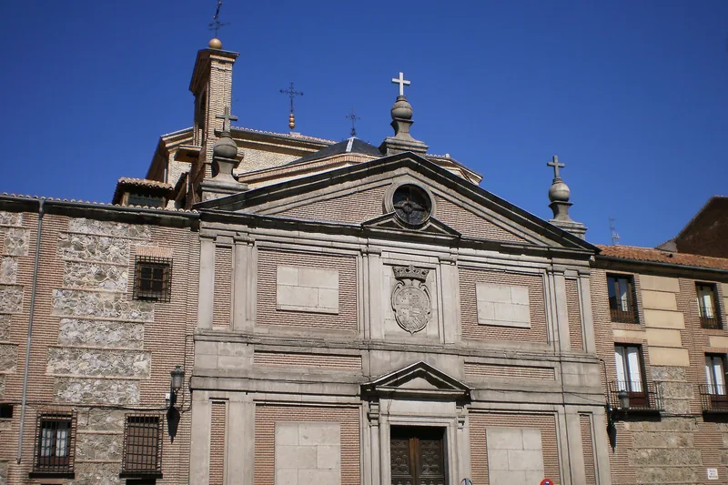 The granite portal and pediment above the visitor entrance